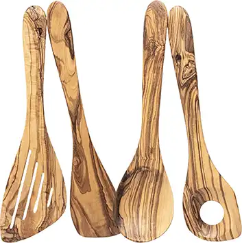 Utensilios de cocina (espátulas, cucharas) de madera de olivo
